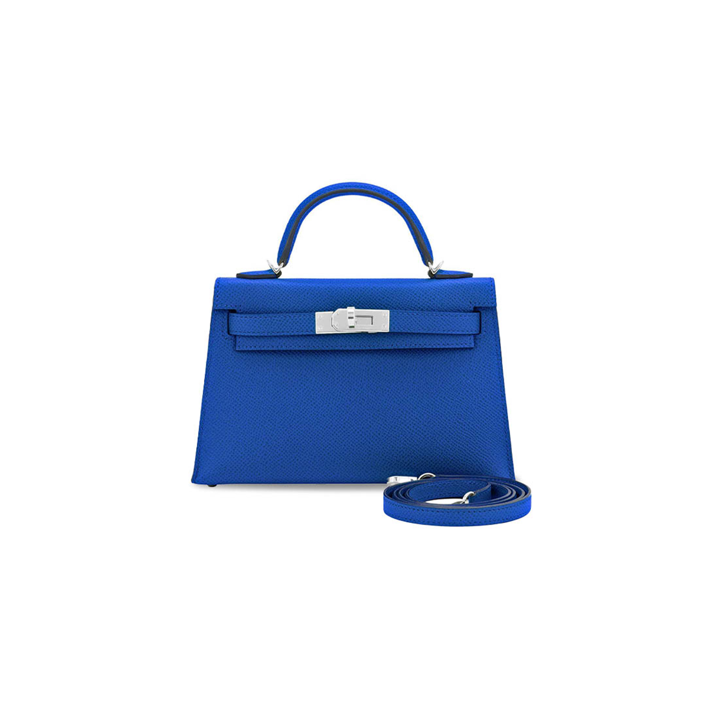 HERMÈS MASTER MINI KELLY II BLUE FRANCE EPSOM SELLIER BAG (19*12*5.5cm)